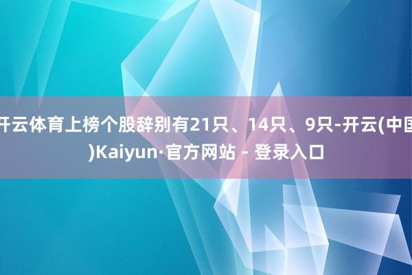 开云体育上榜个股辞别有21只、14只、9只-开云(中国)Kaiyun·官方网站 - 登录入口