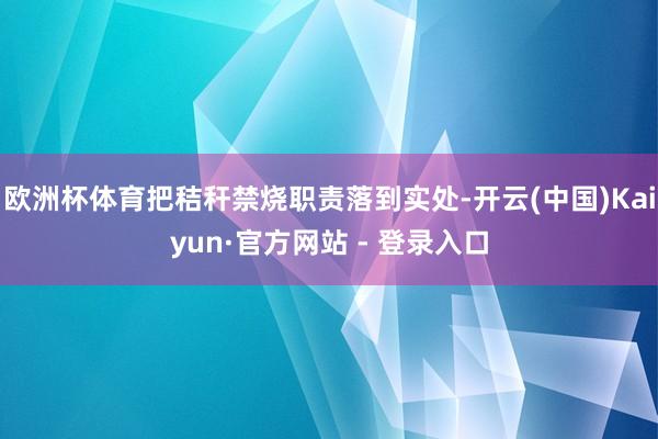 欧洲杯体育把秸秆禁烧职责落到实处-开云(中国)Kaiyun·官方网站 - 登录入口