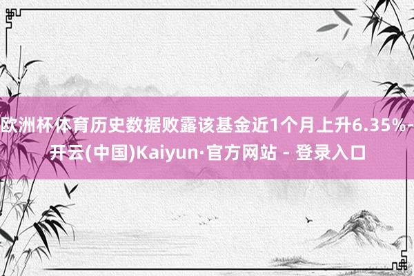 欧洲杯体育历史数据败露该基金近1个月上升6.35%-开云(中国)Kaiyun·官方网站 - 登录入口