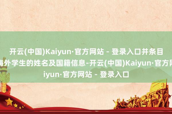 开云(中国)Kaiyun·官方网站 - 登录入口并条目校方提供扫数海外学生的姓名及国籍信息-开云(中国)Kaiyun·官方网站 - 登录入口